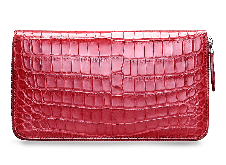 Chic Ruby Red Crocodile Travel Wallet
