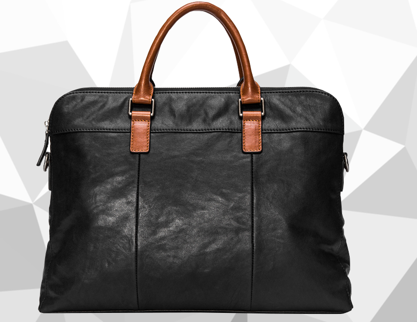 European Black Leather Business Carry Briefcase