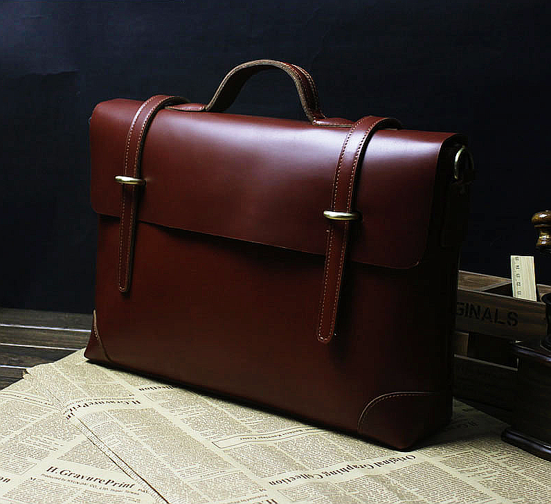 Couro genuíno Exclusive Brown Vintage Mens Briefcase Mensageiro