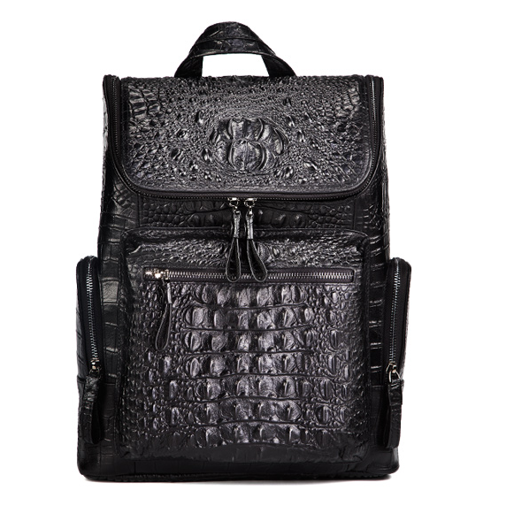 Extraordinary InStyle Mens Crocodile Pattern Black Backpack