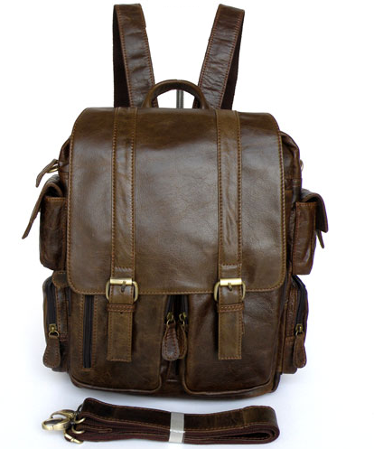 In Style Brown Leather MultiStrap Backpack
