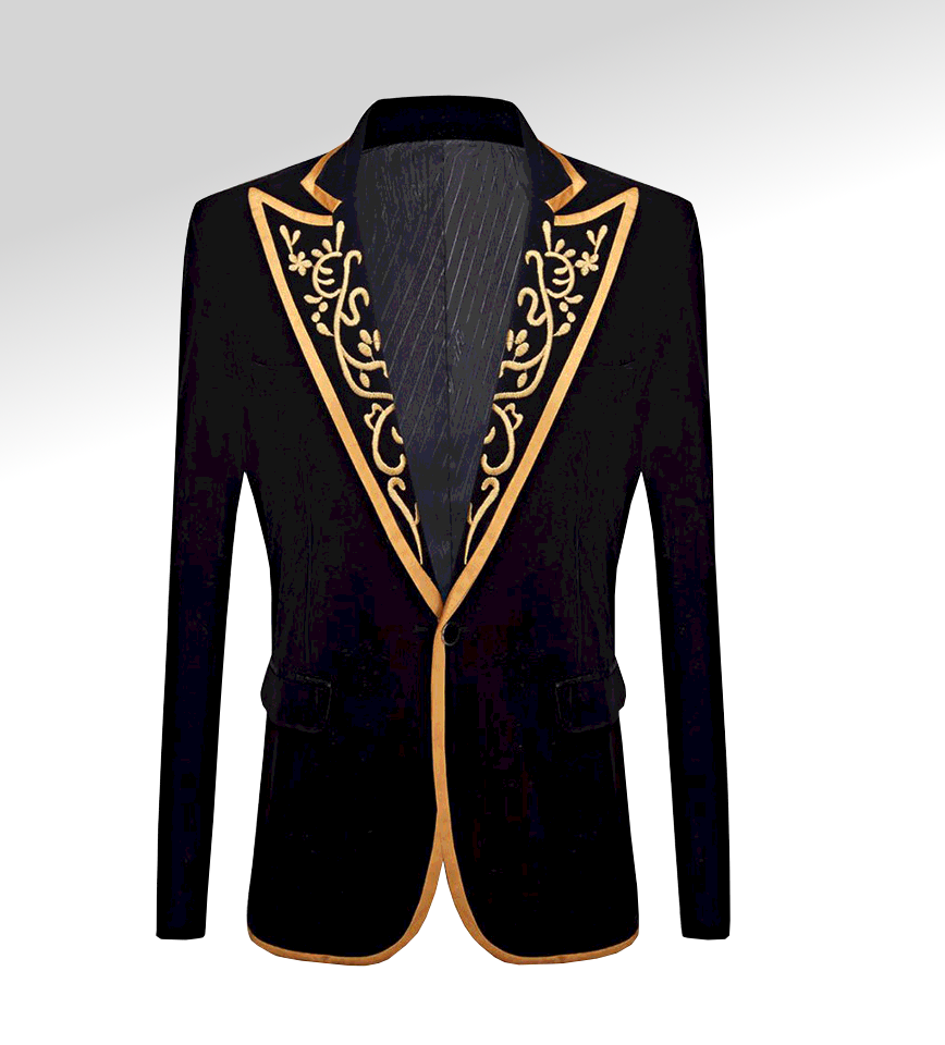 _     Luxury Cool New Paisley Elegant Gold Black Velvet HighEnd Blazer