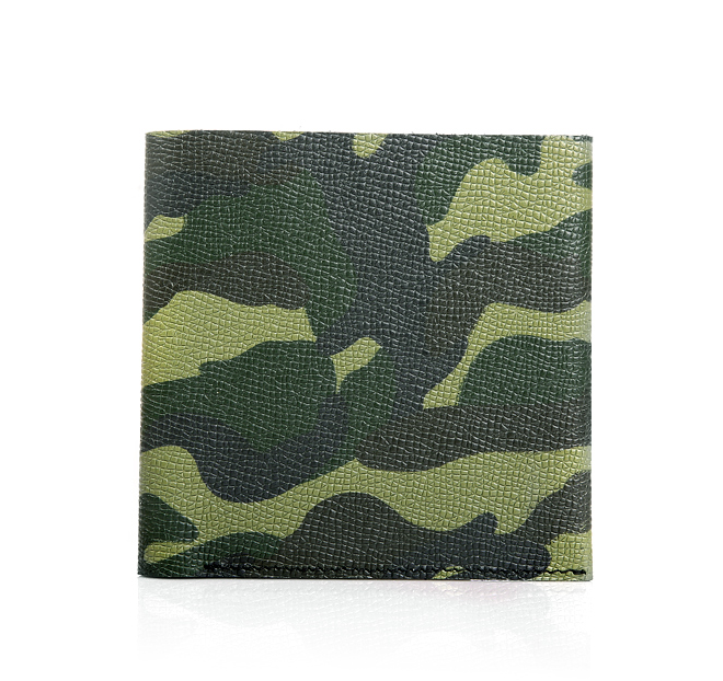 Savvy Mens Green Camouflage Leather Modern Wallet