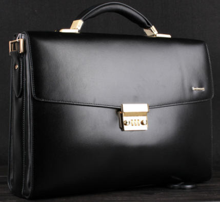 Upscale Black Leather Business Gentlemen Briefcase
