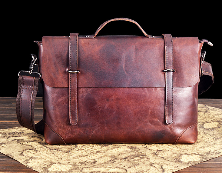 Vintage Brown Fashionable Gentlemen Leather Briefcase