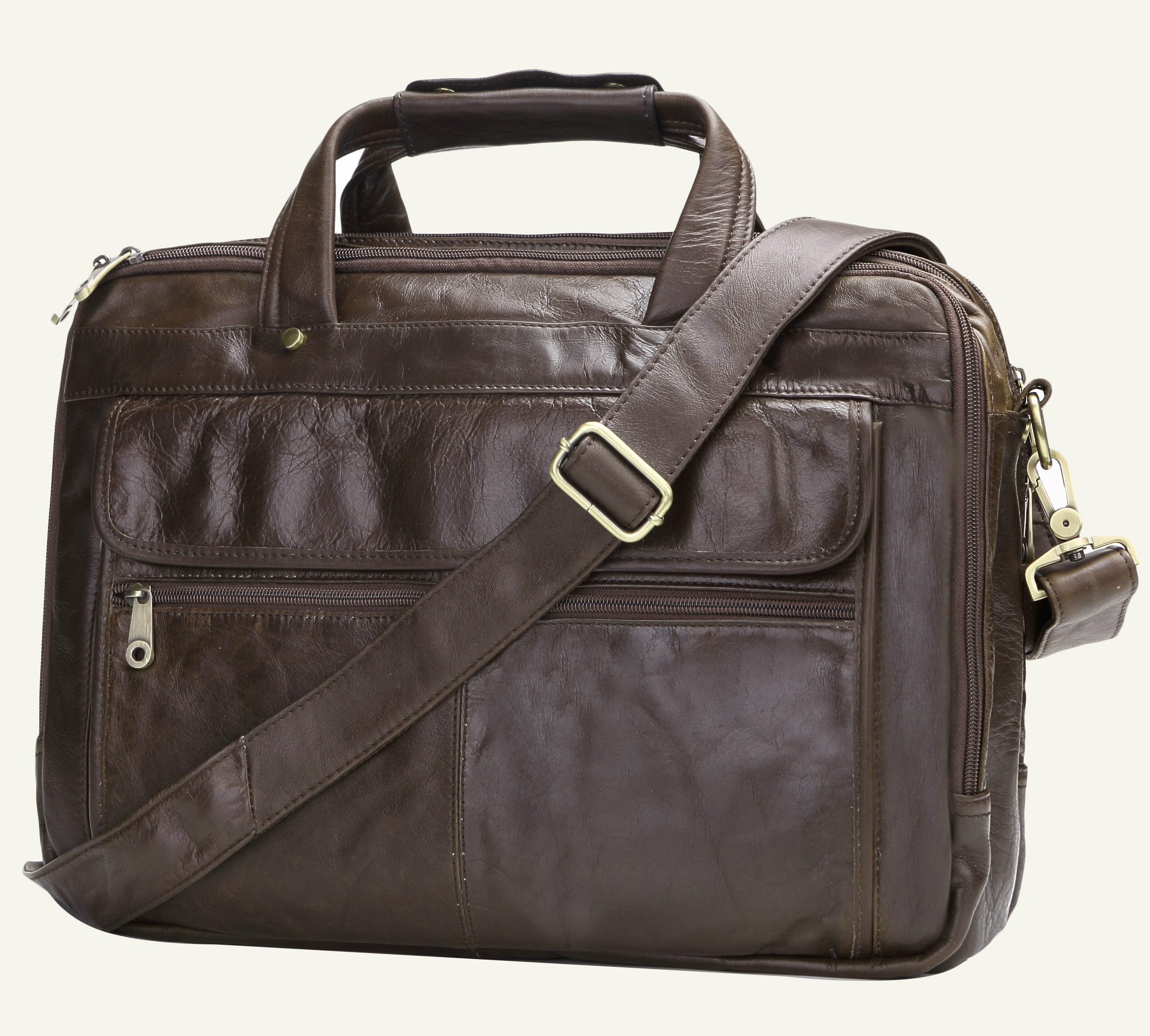 Business Casual Large Capacity Briefcase Men Shoulder Brown Bag
