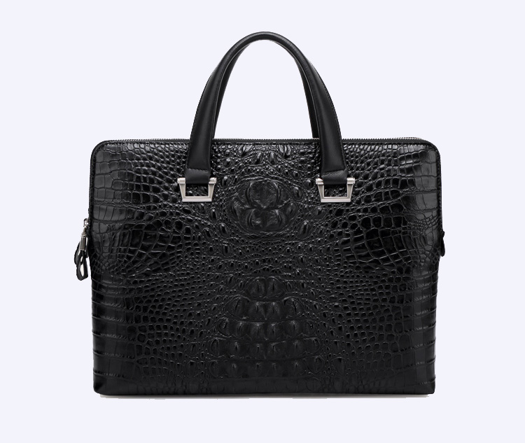 Fashion Crocodile Design Leather Briefcase Computer Black Bag