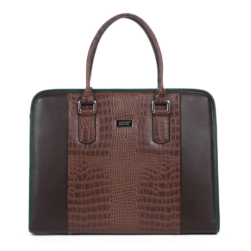 Gentleman Crocodile Leather Upscale Business Men Brown Bag