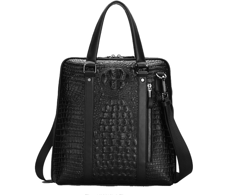 Gentleman Crocodile Pattern Luxurious Laptop Messenger Black Bag