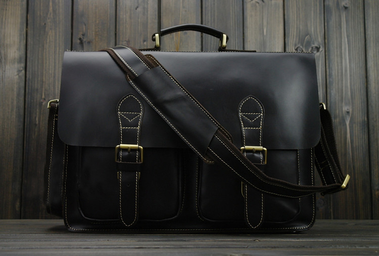 Gentleman Handmade Leather Shoulder Black Bag 7VWAUX75PI