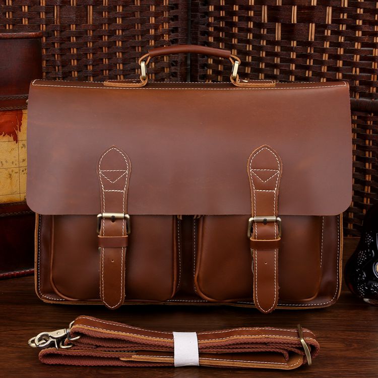 Gentleman Handmade rojizo bolso de cuero marrón LXZ1VDXIPI