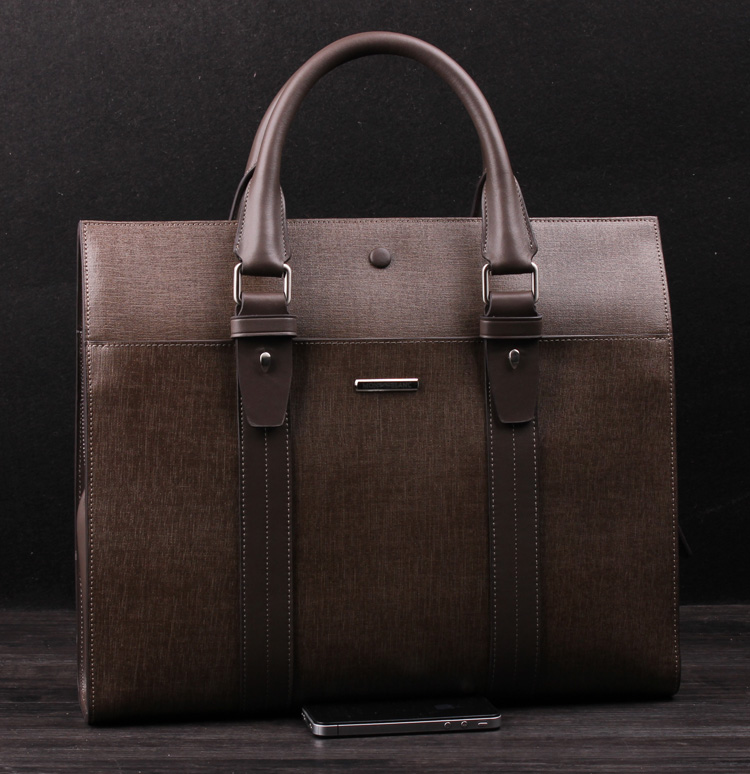 Genuine Leather Mens Business-Computer-Khakhi Bag SEJW2UGDPI