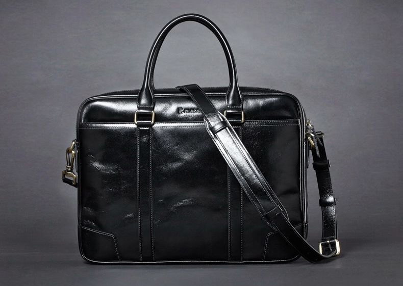 Genuine Shoulder Business Casual Leather Black Bag - PILAEO