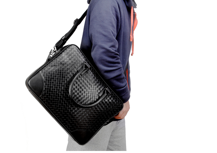 Высокого класса бизнес-Mens Weave Pattern Черная сумка J6YC6Z9GP