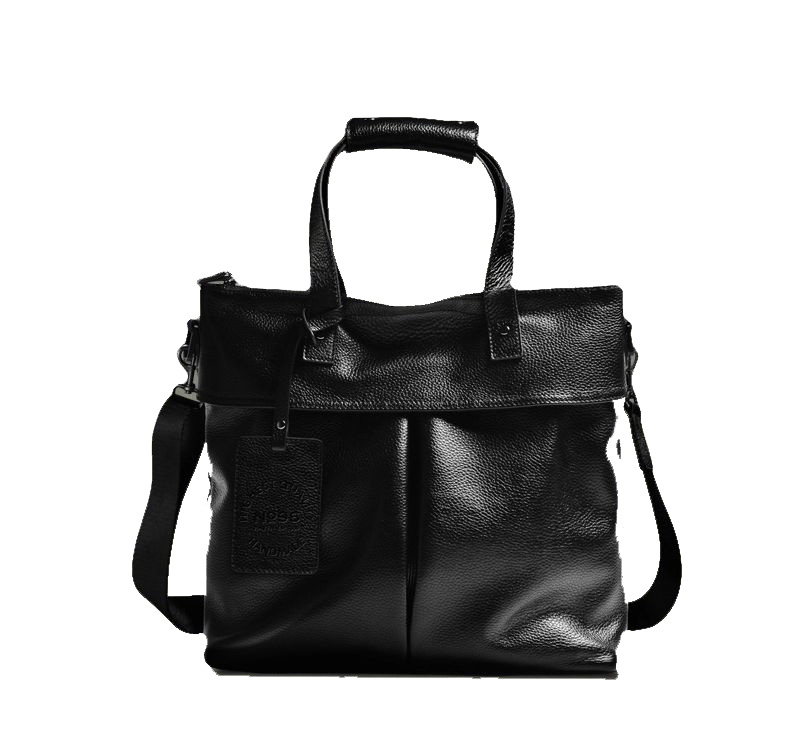 Premium Business Leather Briefcase Black Cross Section Bag