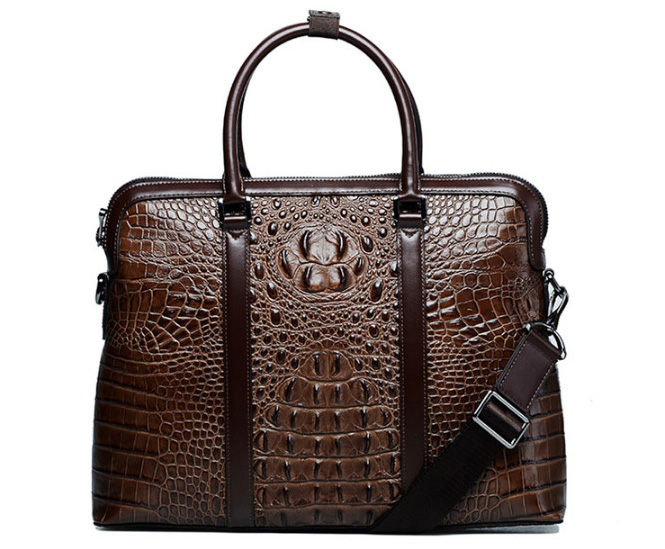 Premium-Krokodil-Leder-Designer Luxus-Laptop Brown Bag