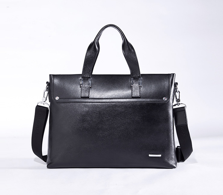 Sophisticated Leather Briefcase Laptop Messenger Black Bag